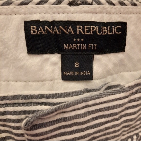 Banana Republic Black‎ White Seersucker Shorts Size 8 MARTIN FIT - Picture 4 of 4